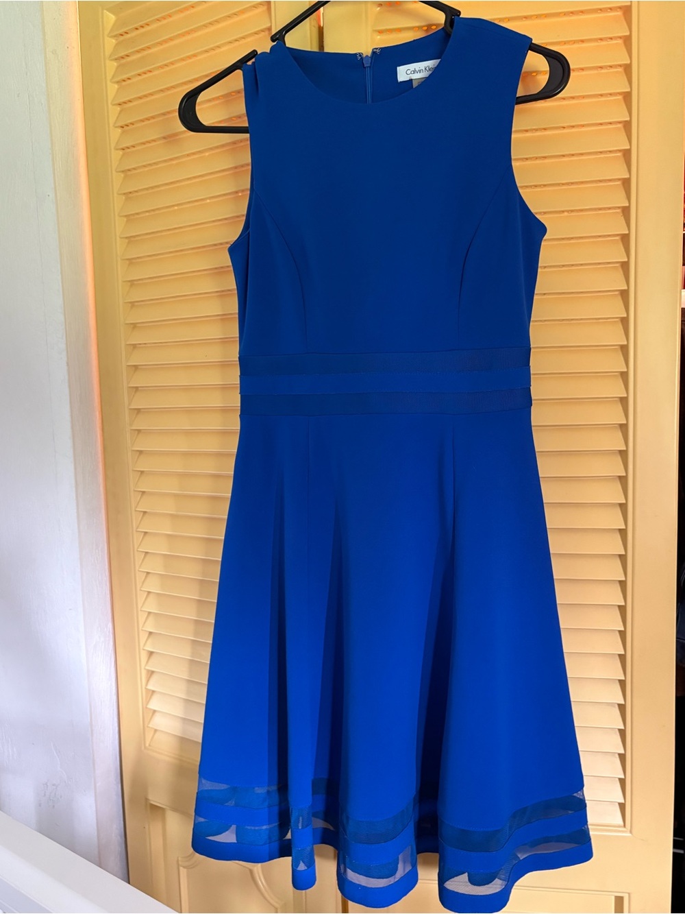Calvin Klein Electric Blue Sleeveless Fit-and-Flare Dress - Picture 1 of 4
